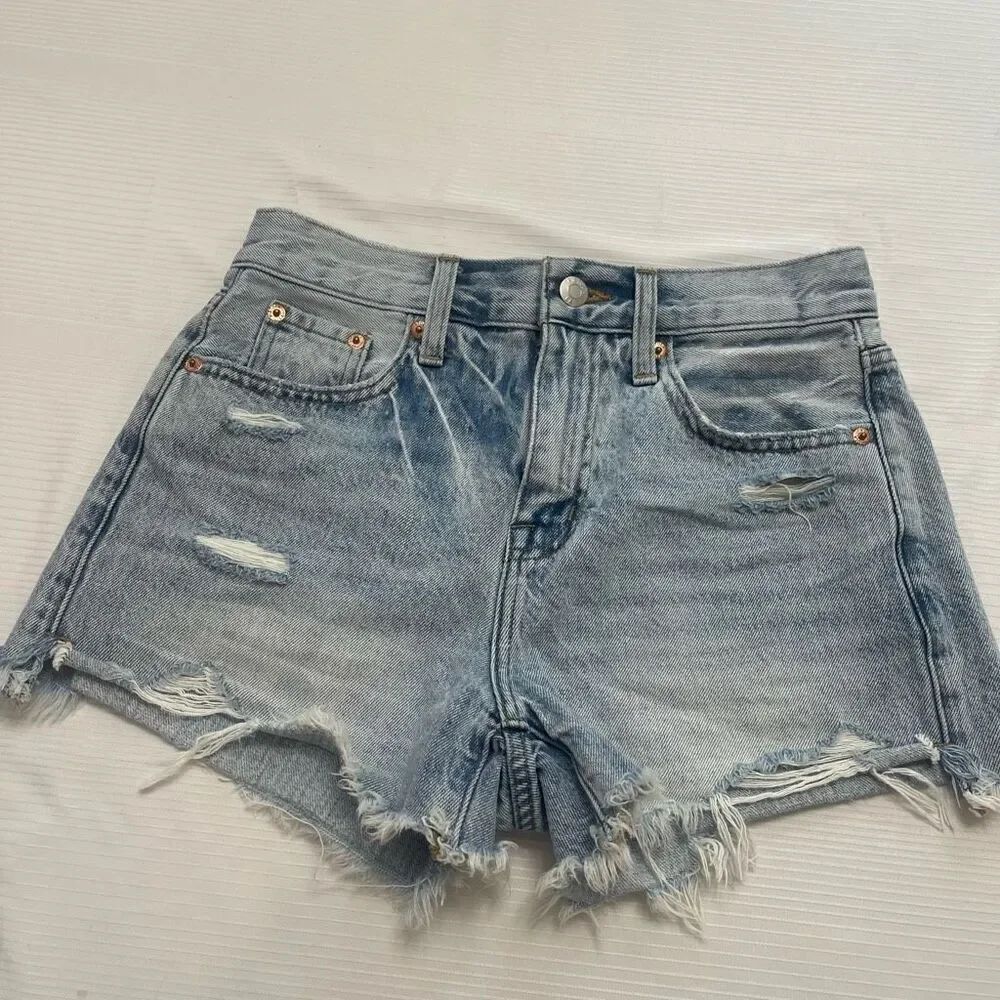 PISTOLA Destroyed Cut Off Denim Shorts Size 25